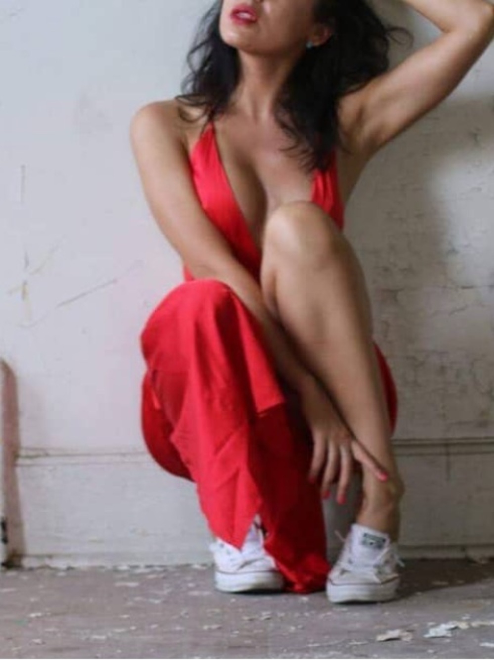 Red Maxi Dress with Open Back - Picture 4 of 6